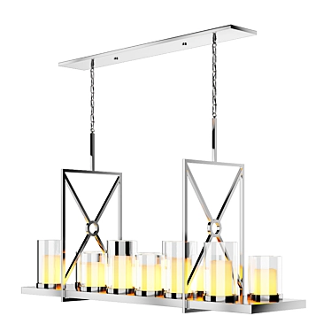 Elegant Summit Chandelier: Polished Steel & Glass 3D model image 1 