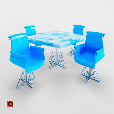 Sky Table and Chair Set 3D model image 1 