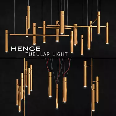 Handcrafted Brass Tubular Light Set 3D model image 1 
