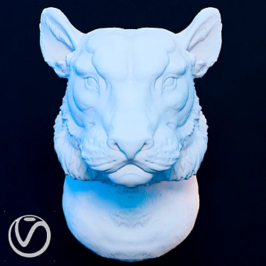 Regal Lioness Plaster Head 3D model image 1 