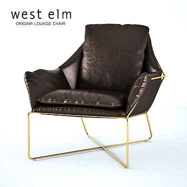 Origami Leather Lounge Chair - West Elm 3D model image 1 