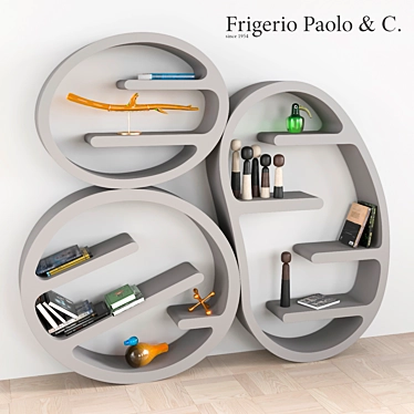 Stylish Bookcase with Decorative Set 3D model image 1 