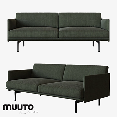 Modern Muuto OUTLINE 2 Seater Sofa 3D model image 1 