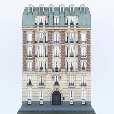 French Building Facade 3D model image 1 