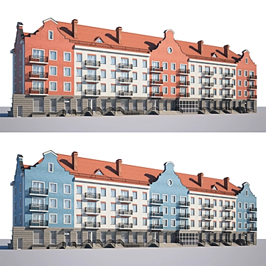 Renovated Low-Rise House Facade 3D model image 1 