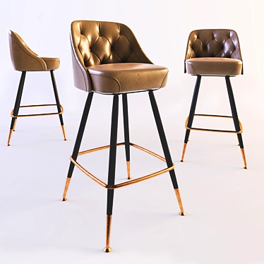 Elegant Leather Bar Stool 3D model image 1 