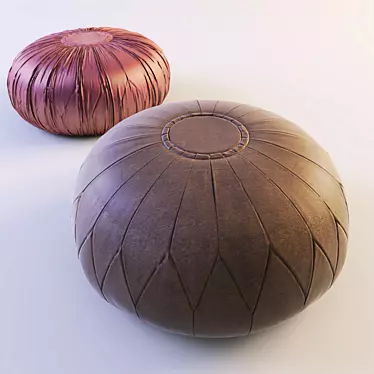 Moroccan Leather Ottoman Pouf 3D model image 1 