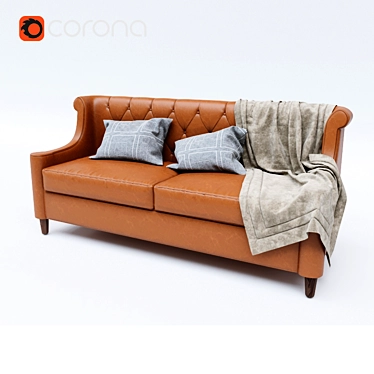 Elegant Leather Double Sofa 3D model image 1 