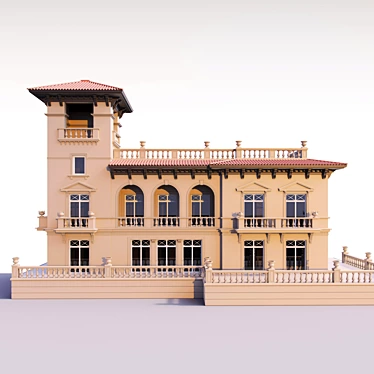 Latin-Inspired Classic Style Facade 3D model image 1 