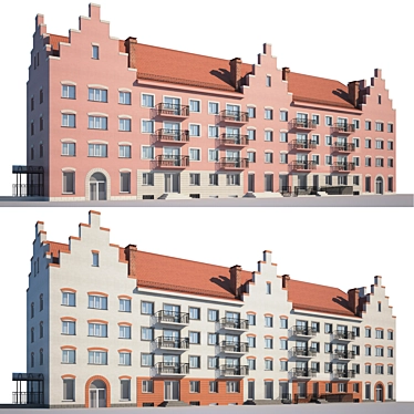 Renovated Low-Rise Building Facade 3D model image 1 
