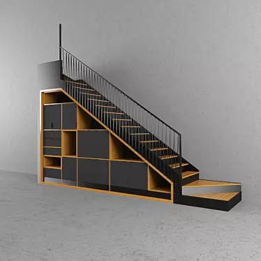 Sleek Steel Coffee Stairs 3D model image 1 