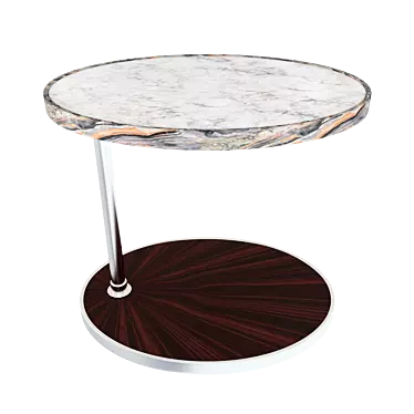 Vintage Black Wood and Nickel Mirror Rotating Table 3D model image 1 