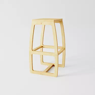 Birch Plywood Bar Stool: Stylish and Durable 3D model image 1 