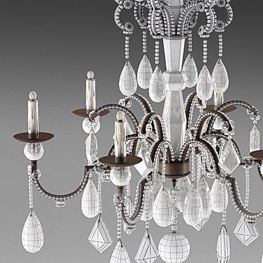 Elegant Huelva Chandelier: Handcrafted Glass Beads & Crystals 3D model image 1 