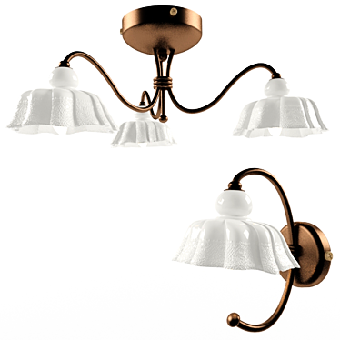 Ferroluce Modena 3-Light Chandelier 3D model image 1 