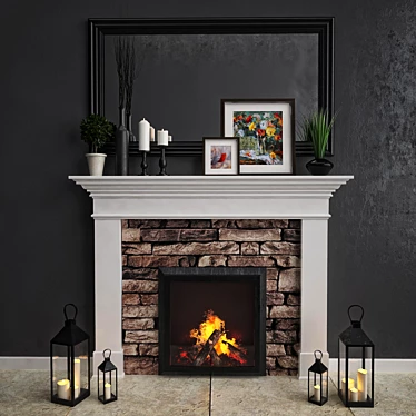 Decorative Fireplace Set 3D model image 1 