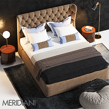 Luxury King Size Bed - MERIDIANI LAUREN 3D model image 1 