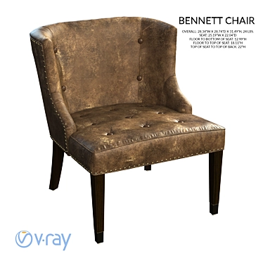 Nailhead Tufted Bennett Chair 3D model image 1 