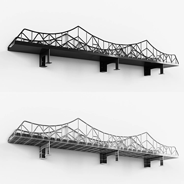 Sturdy Iron Bridge Shelf 3D model image 1 