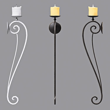 Elegant Iron Candlestick Holder 3D model image 1 