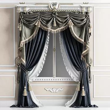 Elegant Silk Crown Classic Curtain 3D model image 1 