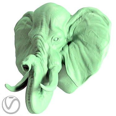 Elephant Head Plaster Sculpture 3D model image 1 