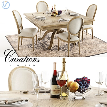 Elegant Chateau Belvedere & Louis Dining Set 3D model image 1 