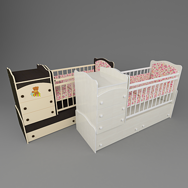 Convertible Baby Crib with Swings 3D model image 1 
