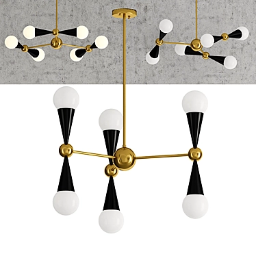 Caracas Chandelier: Gold & Black Metal, Modern Art-Deco Design 3D model image 1 