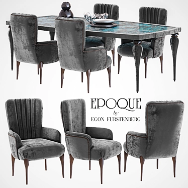 Elegant Italian Velvet Dining Set 3D model image 1 