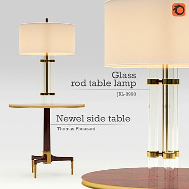 Set of Glass Rod Table Lamp (JRL-8990) & Newel Side Table by Thomas Pheasant (No. 8660)