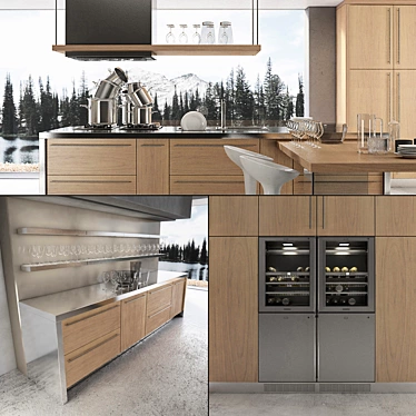 Sleek Kitchen Set with Gaggenau 3D model image 1 