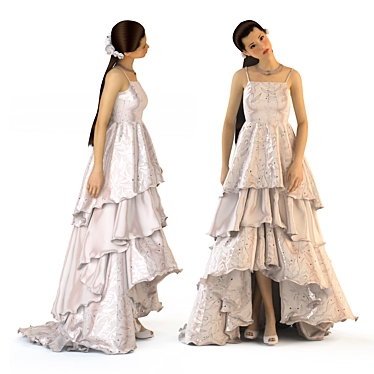 Elegant 2017 Wedding Dress 3D model image 1 