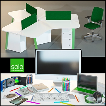 Sleek Office Ensemble: Solo+Decor 3D model image 1 