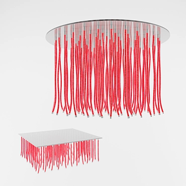 Modern Glass-Top Tables with Red Ropes 3D model image 1 