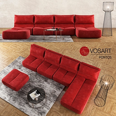 VOSART PONTOS: Stylish 3-Seater Sofa 3D model image 1 