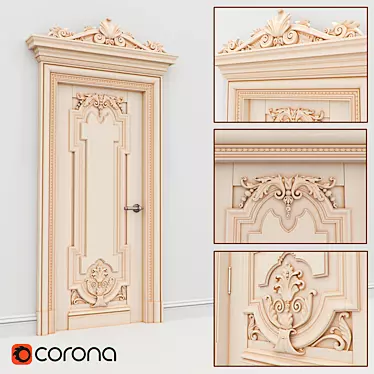 Elegant Carved Door 3D model image 1 