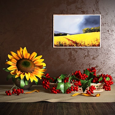 Sunflower and currants Still life