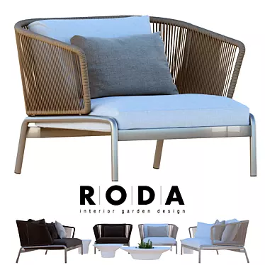 RODA SPOOL Outdoor Sofa - Stylish and Comfortable 3D model image 1 