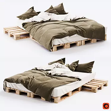 Euro Style Pallet Bed - Modernize Your Bedroom 3D model image 1 