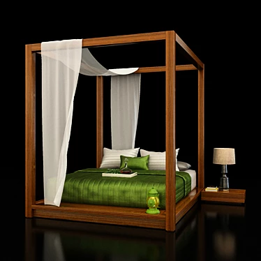 Luxury Canopy Bed Set 3D model image 1 