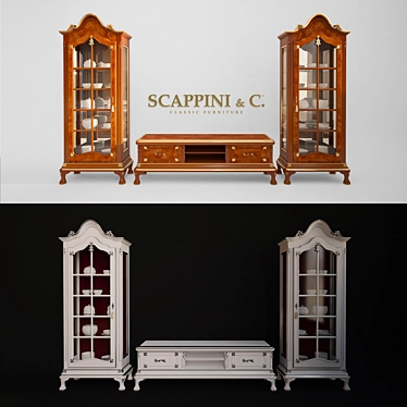 Scappini Mirrored Showcase & TV Stand 3D model image 1 