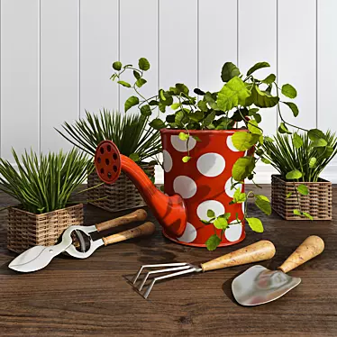 Spring Garden Tool Set 3D model image 1 