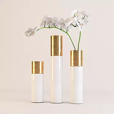 Modern White and Gold Vase 3D model image 1 