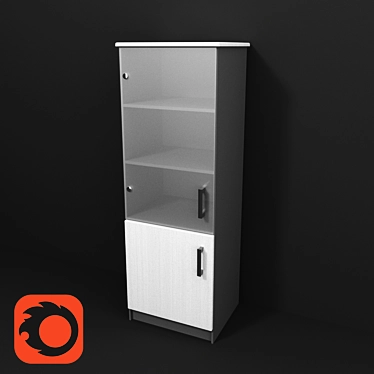 Matte Glass Door Cabinet 3D model image 1 