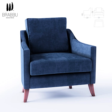 Luxury Como Velvet Armchair 3D model image 1 