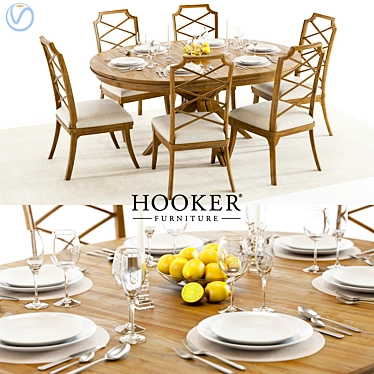 Modern Hooker Retropolitan Dining Set 3D model image 1 