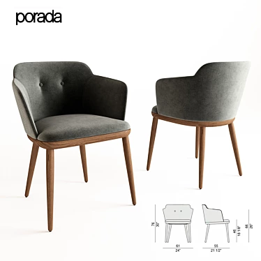 Elegant Porada Celine Armchair 3D model image 1 