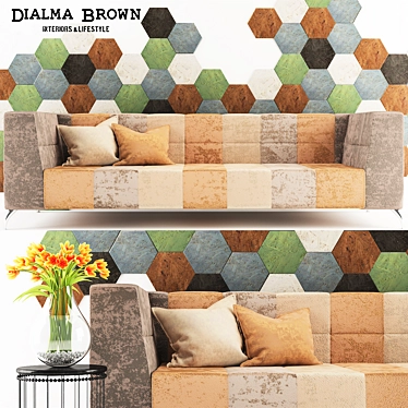 Dialma Brown Terra Fabric Sofa 3D model image 1 