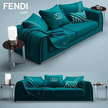 Fendi Pagoda Sofa: Exquisite Elegance 3D model image 1 